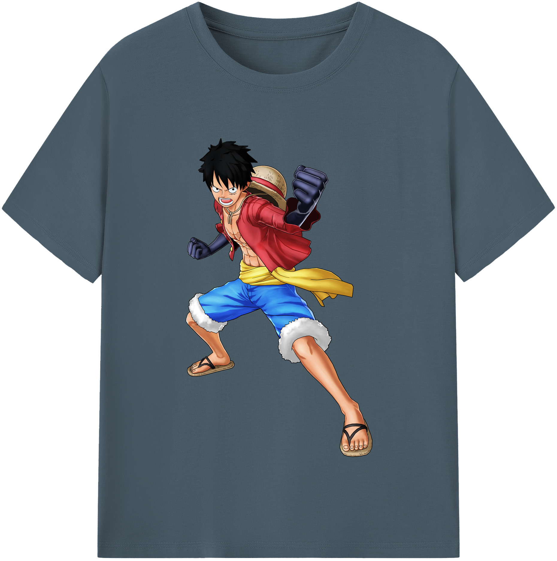ワンピース モンキー・D・ルフィ ONE PIECE Monkey D. Luffy 綿100％半袖Tシャツ（フロントプリント）